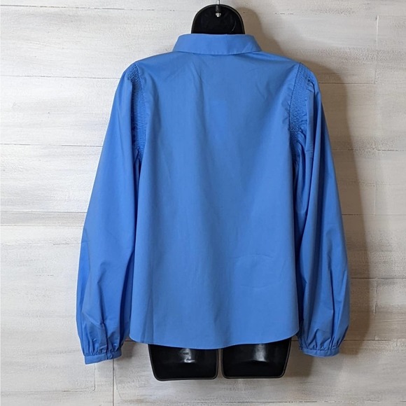 Worthington Blue Blouse with Puffy Sleeves Size M NWT - Picture 2 of 4